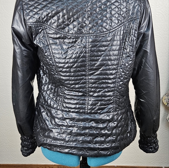 Ges Brown- Vintage black bomber jacket with rabbit fur collar - Picture 4 of 9